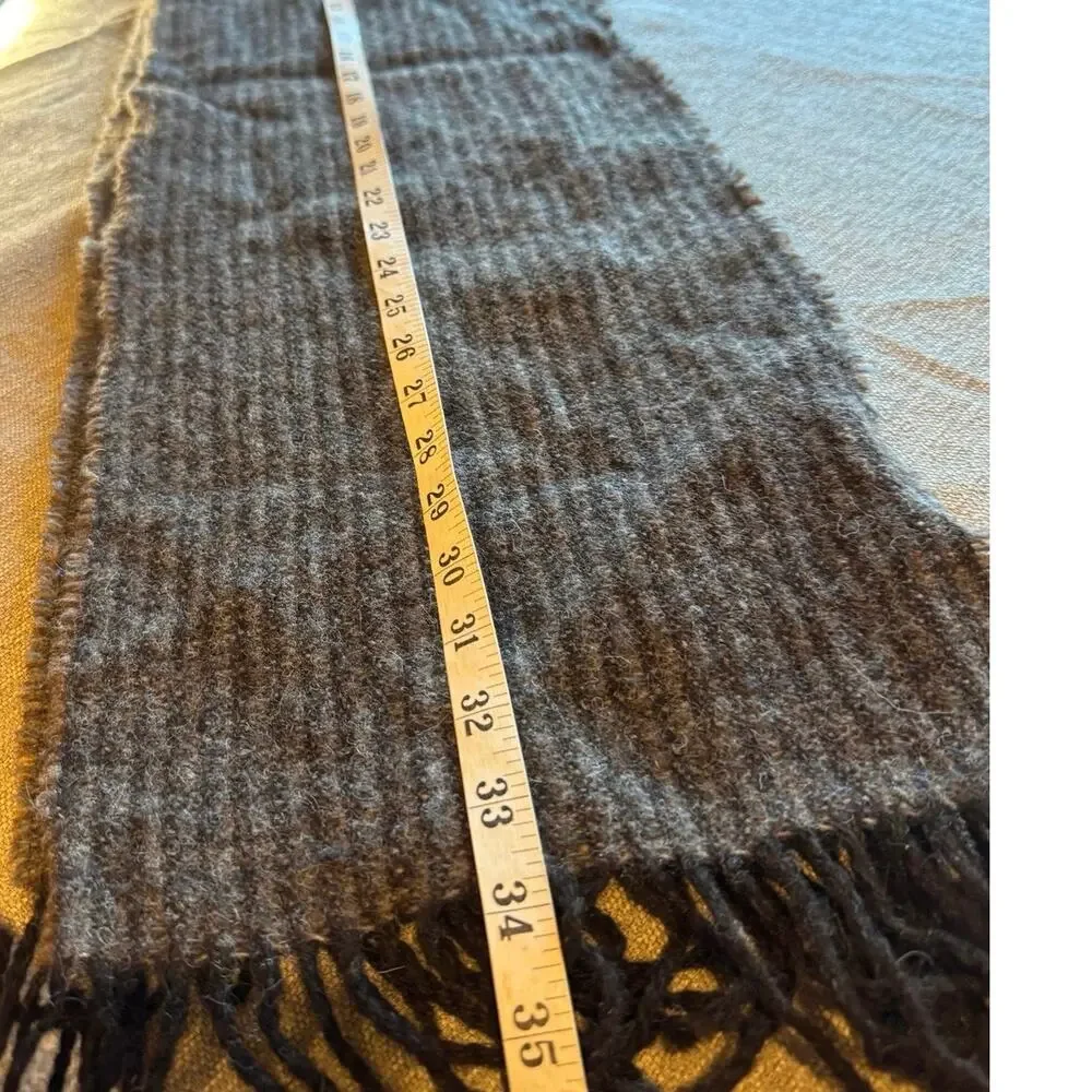 Ardalanish Isle of Mull Weavers 100% Pure New Wool Gray Brown Fringe Scarf